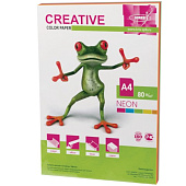 Бумага CREATIVE color (Креатив), А4, 80 г/м2, 50 л. (5 цв.х10 л.), цветная неон, БНpr-50r