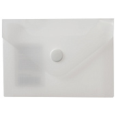 Папка-конверт с кнопкой МАЛОГО ФОРМАТА (74х105 мм), А7 (для визиток), матовая прозрачная, 0,18 мм BRAUBERG, 227325