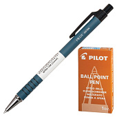 Ручка шариковая масляная автоматическая PILOT, корпус синий, узел 0,7 мм, линия 0,32 мм, синяя, BPRK-10M