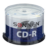 Диски CD-R SONNEN, 700 Mb, 52x, Cake Box, 50 шт., 512570