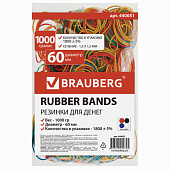 Резинки для денег BRAUBERG, 1000 г, цветные, натуральный каучук, 440051