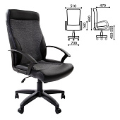 Кресло офисное BRABIX "Trust EX-535", экокожа черная, ткань серая, 531383