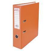 Папка-регистратор BRAUBERG с покрытием из ПВХ, 80 мм, с уголком, оранжевая (удвоенный срок службы), 227199
