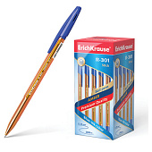 Ручка шариковая ERICH KRAUSE "R-301 Amber", корпус тонированный оранжевый, узел 0,7 мм, линия 0,35 мм, синяя, 31058