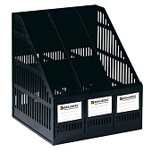 Лоток вертикальный для бумаг BRAUBERG "SMART-MAXI", ширина 255 мм, 3 отделения, сетчатый, сборный, черный, 231525