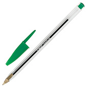 Ручка шариковая BIC "Cristal", корпус прозрачный, узел 1 мм, линия 0,32 мм, зеленая, 875976