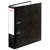 Папка-регистратор STAFF "Бюджет" с мраморным покрытием, 70 мм, без уголка, черный корешок, 227185