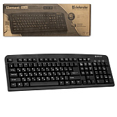 Клавиатура проводная DEFENDER Element HB-520, PS/2, 104 клавиши+3 дополнительные клавиши, черная, 45520