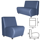 Кресло мягкое "V-600", 550х750х780 мм, без подлокотников, экокожа, голубое