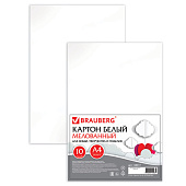 Белый картон, А4, мелованный, 10 листов, 235 г/м2, BRAUBERG, 200х290 мм, 128017