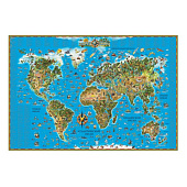 Карта настенная для детей "Мир", размер 116х79 см, ламинированная, 450
