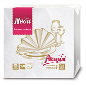 Салфетки бумажные, 100 шт., 24х24 см, "NEGA" ("Нега"), белые, 100% целлюлоза