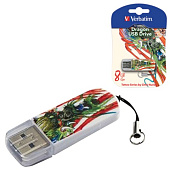 Флэш-диск 8 GB, VERBATIM Mini Tattoo Edition Dragon, USB 2.0, белый с рисунком, 49884
