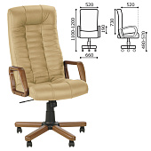 Кресло офисное "Atlant extra", кожа, дерево, бежевое