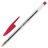 Ручка шариковая BIC "Cristal", корпус прозрачный, узел 1 мм, линия 0,4 мм, красная, 847899