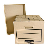Короб архивный FELLOWES (BANKERS BOX) "Basic", 33,5x44,5x27 см, с крышкой, гофрокарт, коричневый, FS-00101