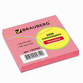Блок самоклеящийся (стикер), BRAUBERG, НЕОНОВЫЙ, 76х76 мм, 90 л., розовый, 122704