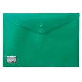 Папка-конверт с кнопкой BRAUBERG, А4, непрозрачная, плотная, зеленая, до 100 листов, 0,20 мм, 221363