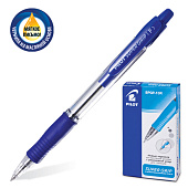 Ручка шариковая масляная автоматическая PILOT "Super Grip" узел 0,7 мм, линия 0,32 мм, резиновый упор, синяя, BPGP-10R-F,М
