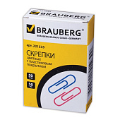 Скрепки BRAUBERG, 50 мм, цветные, 50 шт., в картонной коробке, 221533